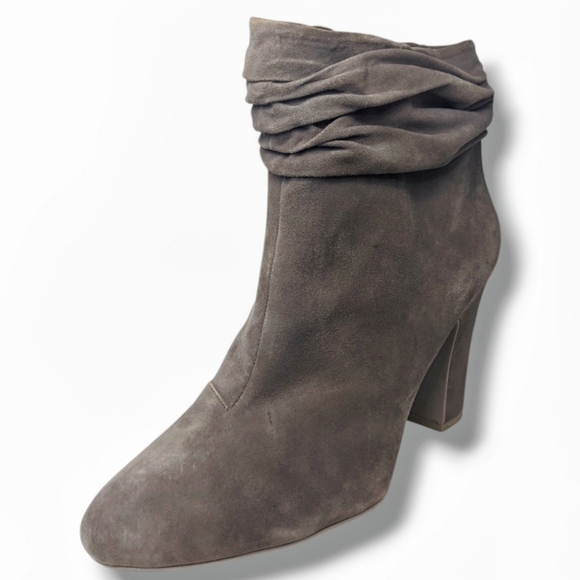 DKNY | Sabel Grey Suede Ultra High Ankle Bootie Heels Women's Size 10 - Picture 3 of 9